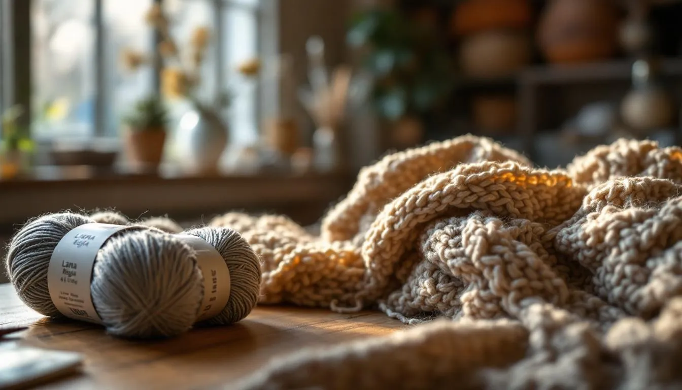 Escena acogedora de tejido a mano