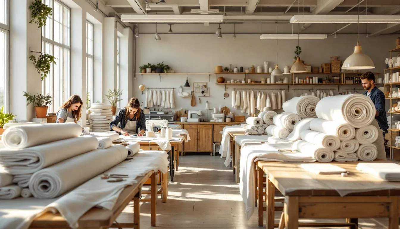 Taller textil moderno con algodón certificado Oeko-Tex