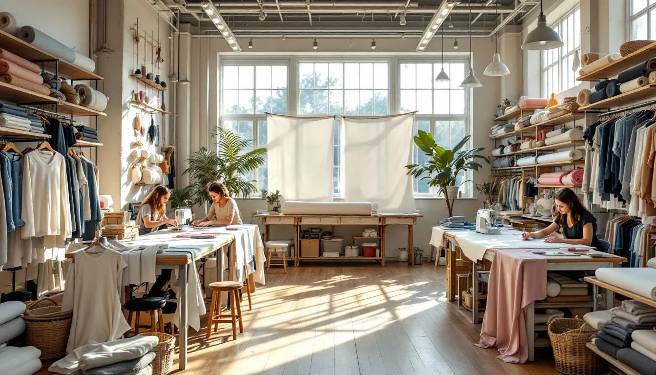 Taller textil luminoso con telas elásticas