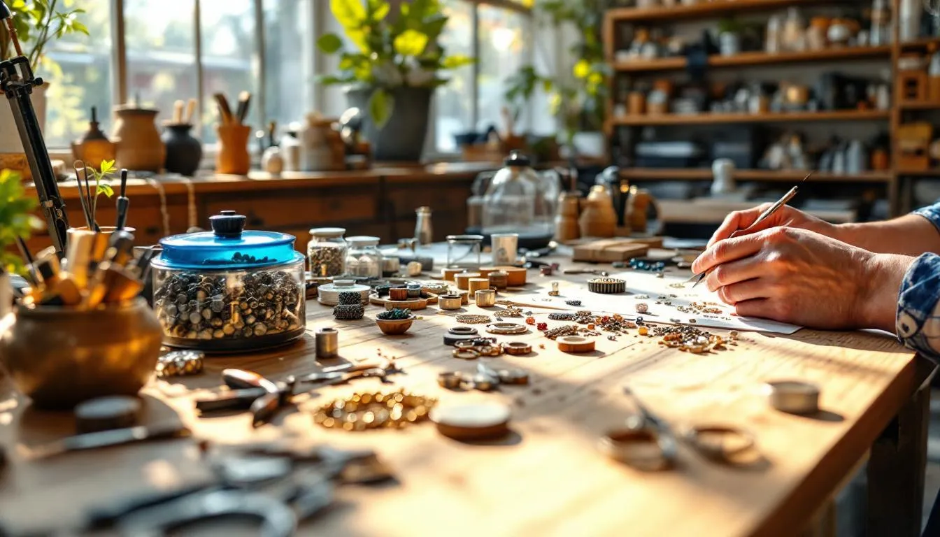 Taller de joyería artesanal con luz natural