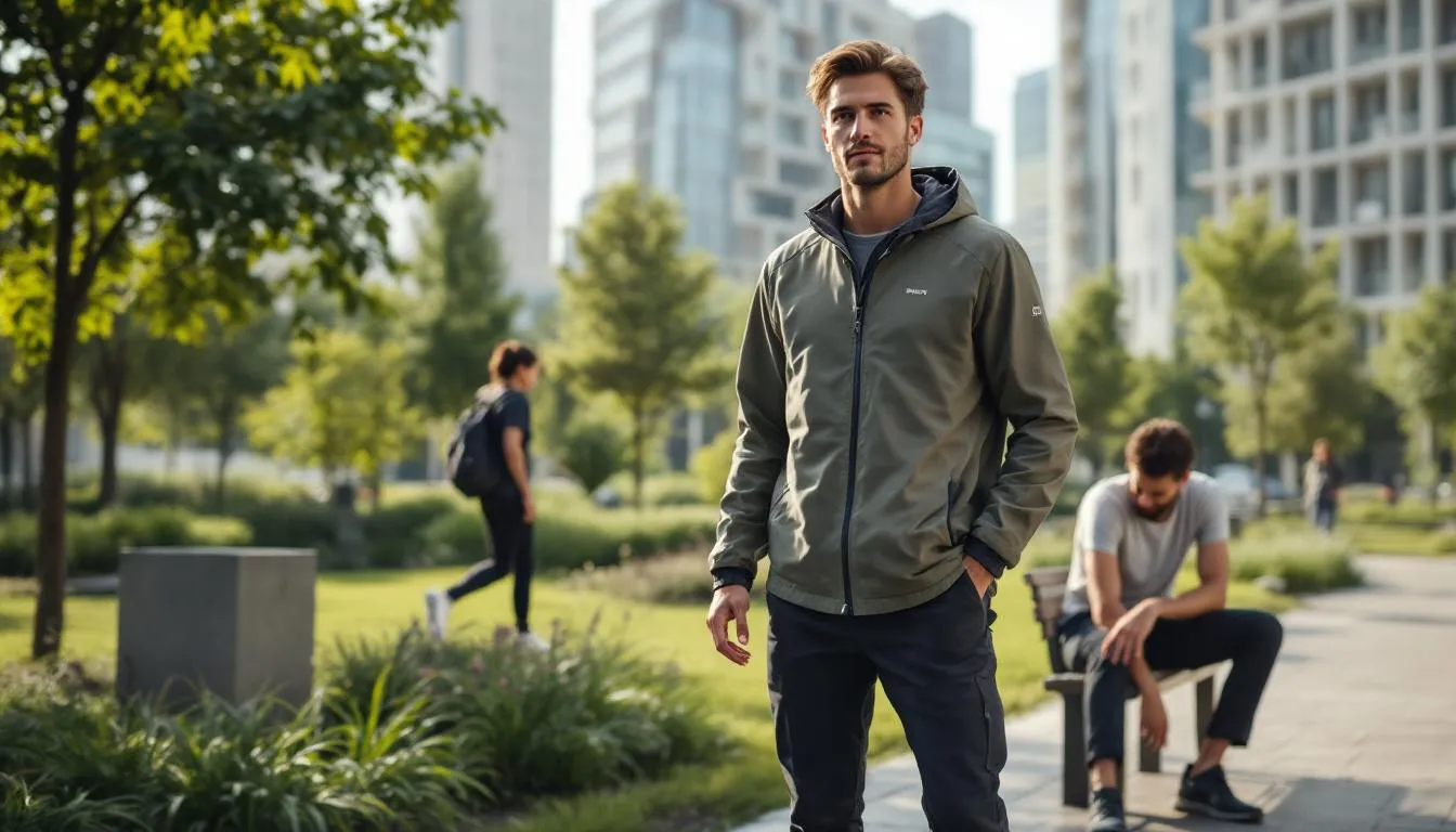 Persona con ropa técnica en parque urbano