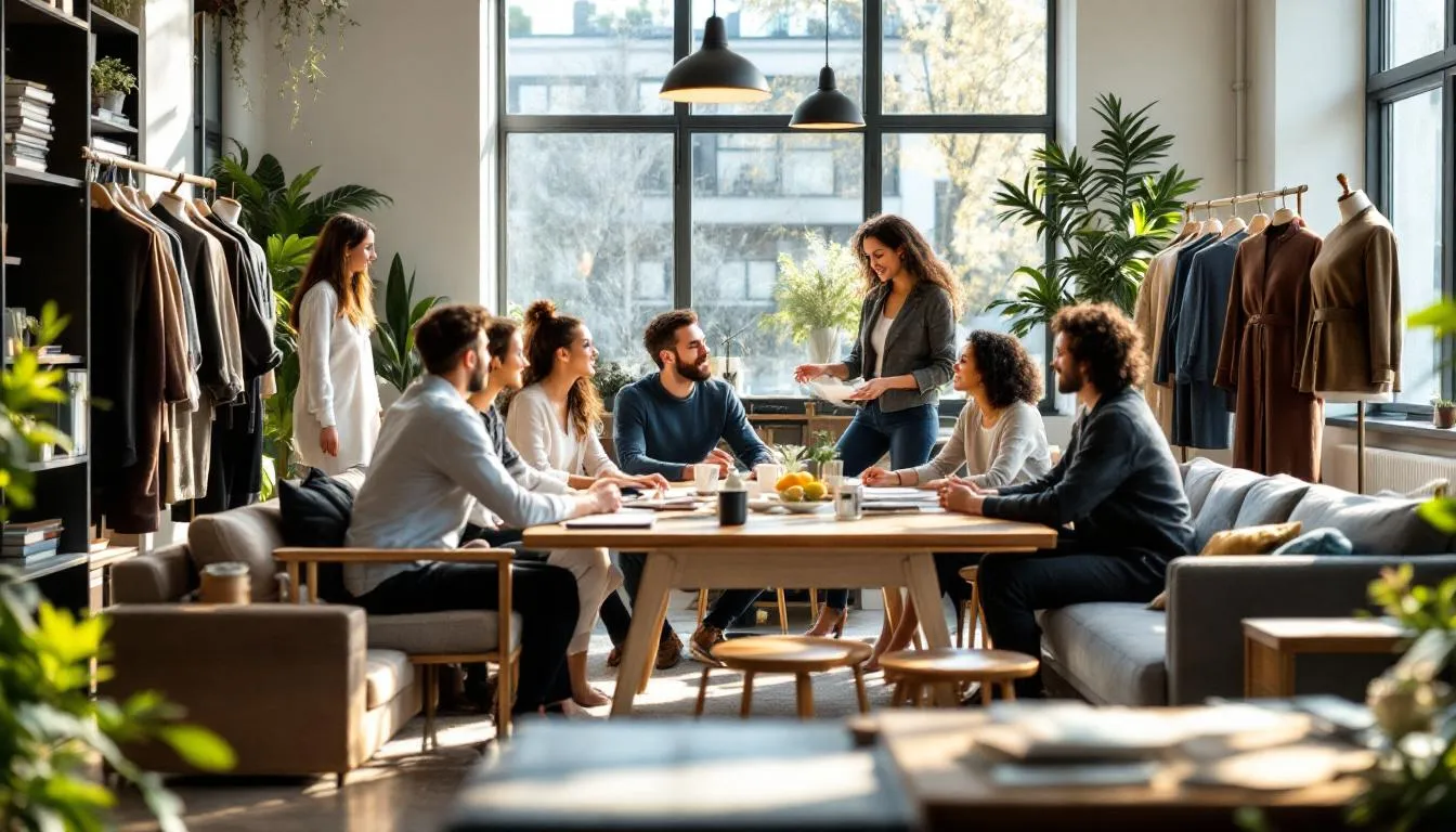 Salón moderno con ropa resistente a líquidos