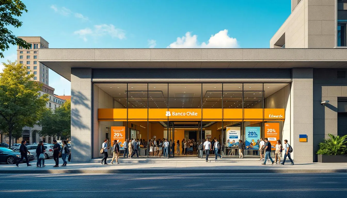Sucursal moderna de Banco Chile en ciudad