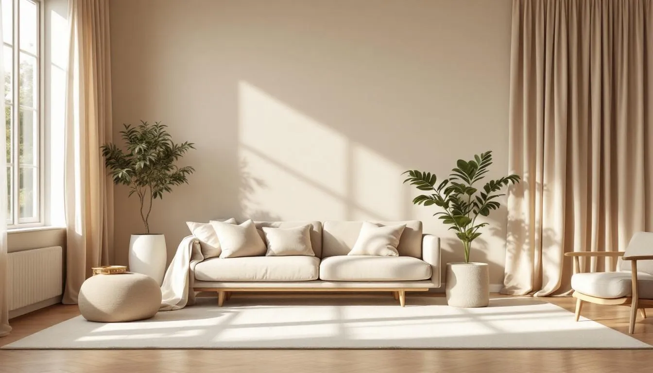 Salón elegante y sereno en tonos beige