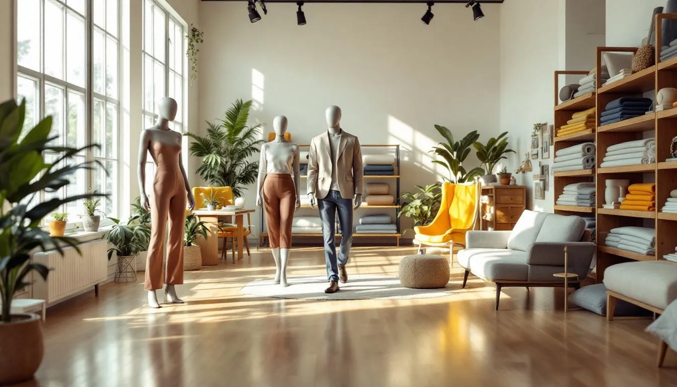 Showroom moderno con telas stretch bengalina