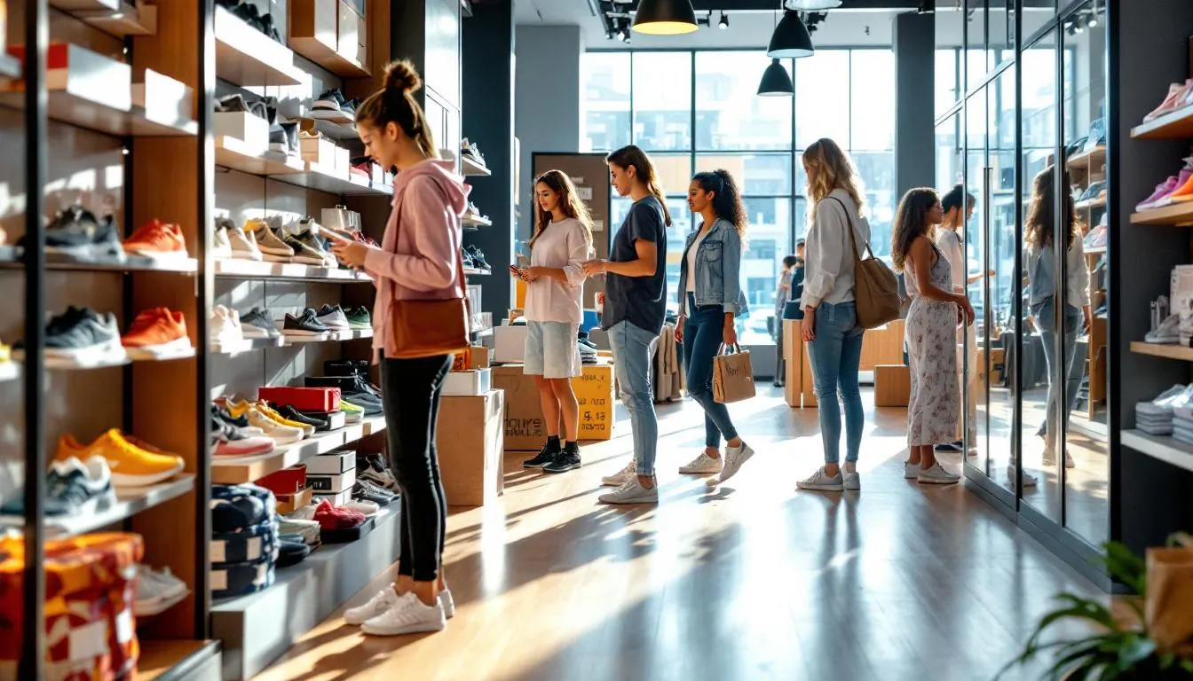 Interior tienda deportiva zapatos mujer tallas grandes