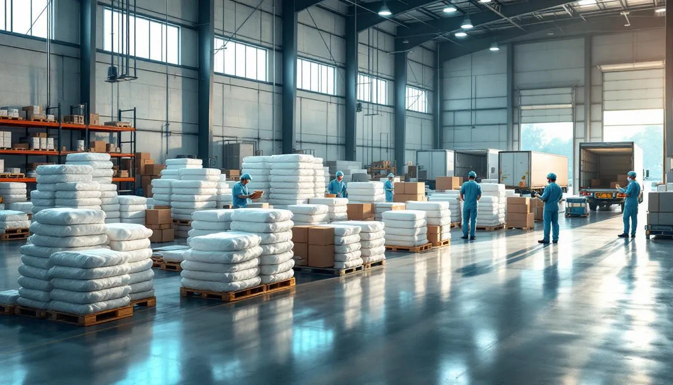 Almacén moderno de suministros médicos ordenado