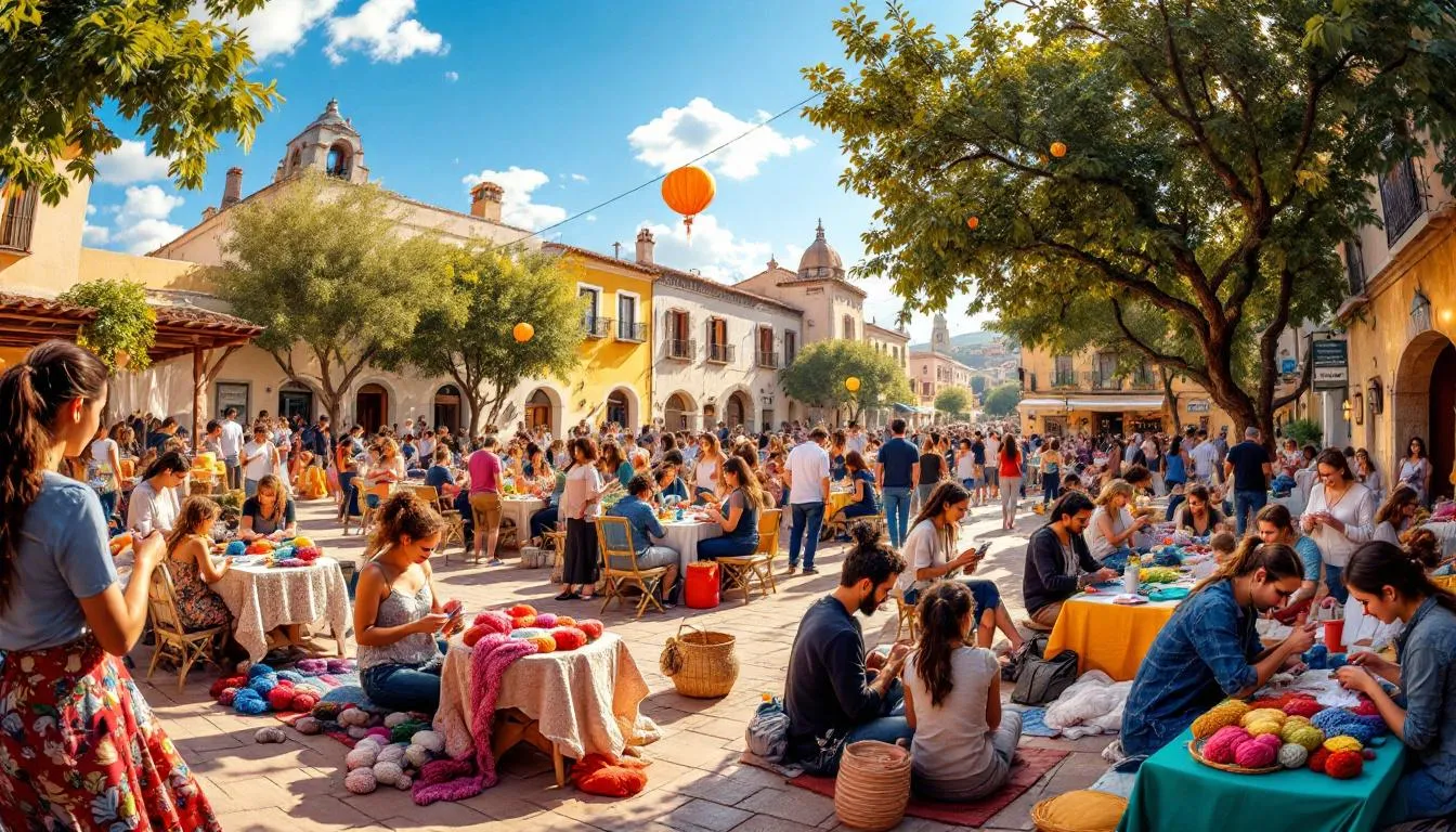 Evento comunitario de tejido en Alalpardo