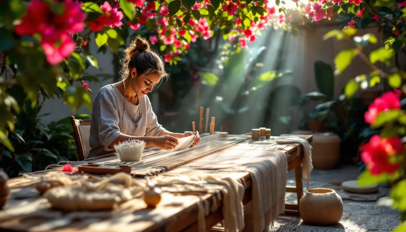 Taller artesanal textil en jardín natural