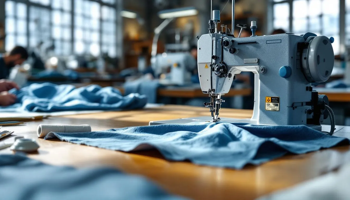 Taller de costura profesional con máquina industrial