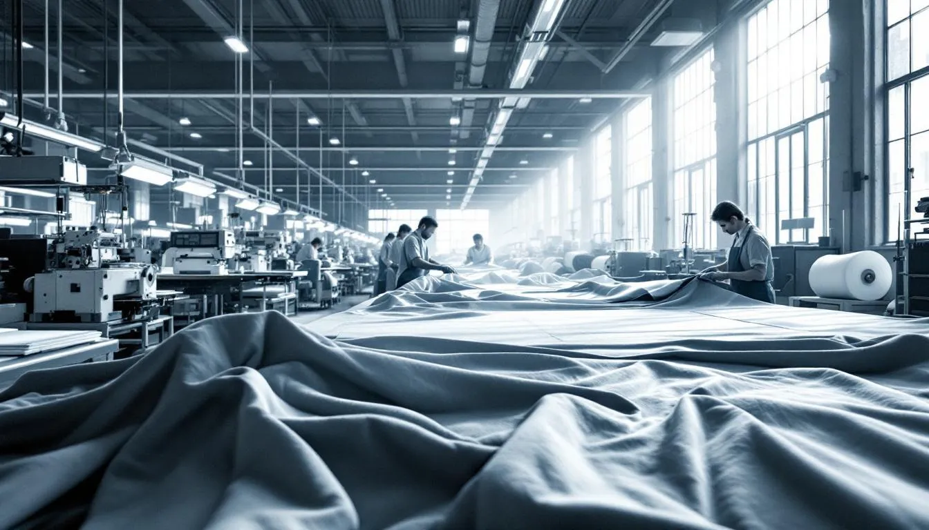 Fábrica textil moderna con trabajadores detallistas