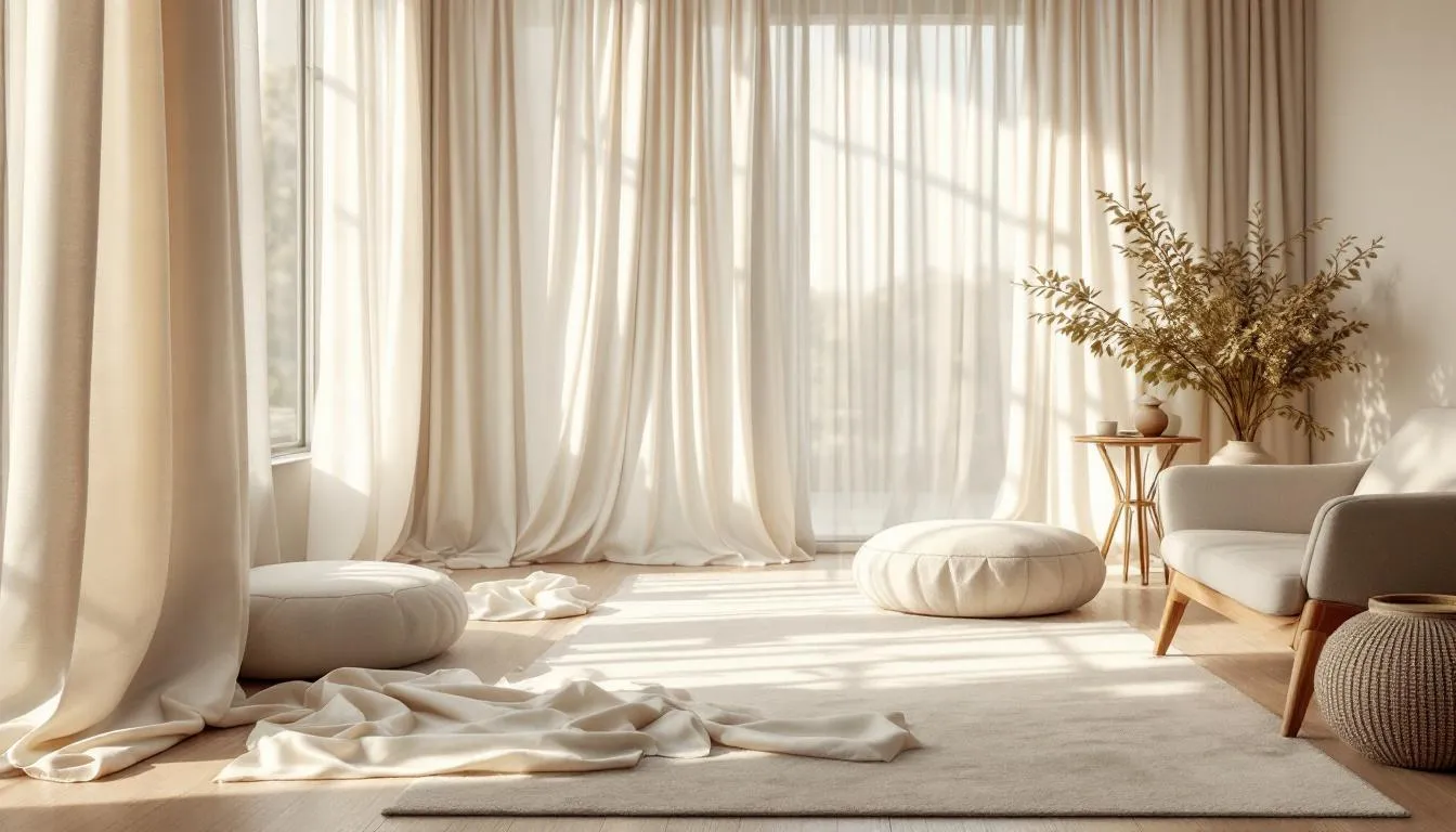 Interiores elegantes con telas marfil naturales