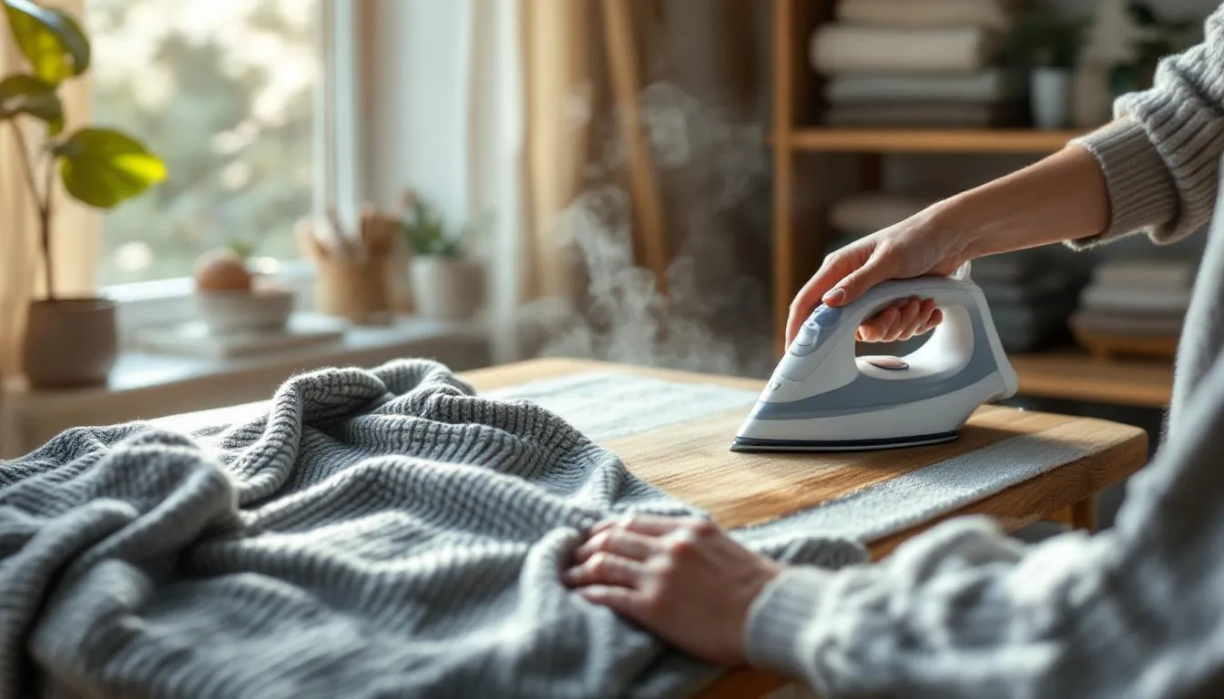 Cuarto de lavado acogedor con plancha