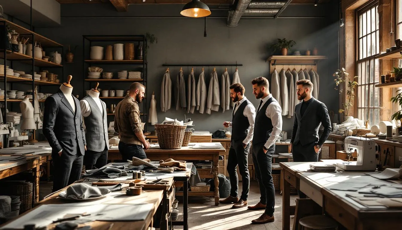 Taller de sastrería moderno con modelos variados