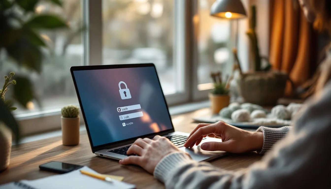 Espacio de trabajo moderno con laptop segura