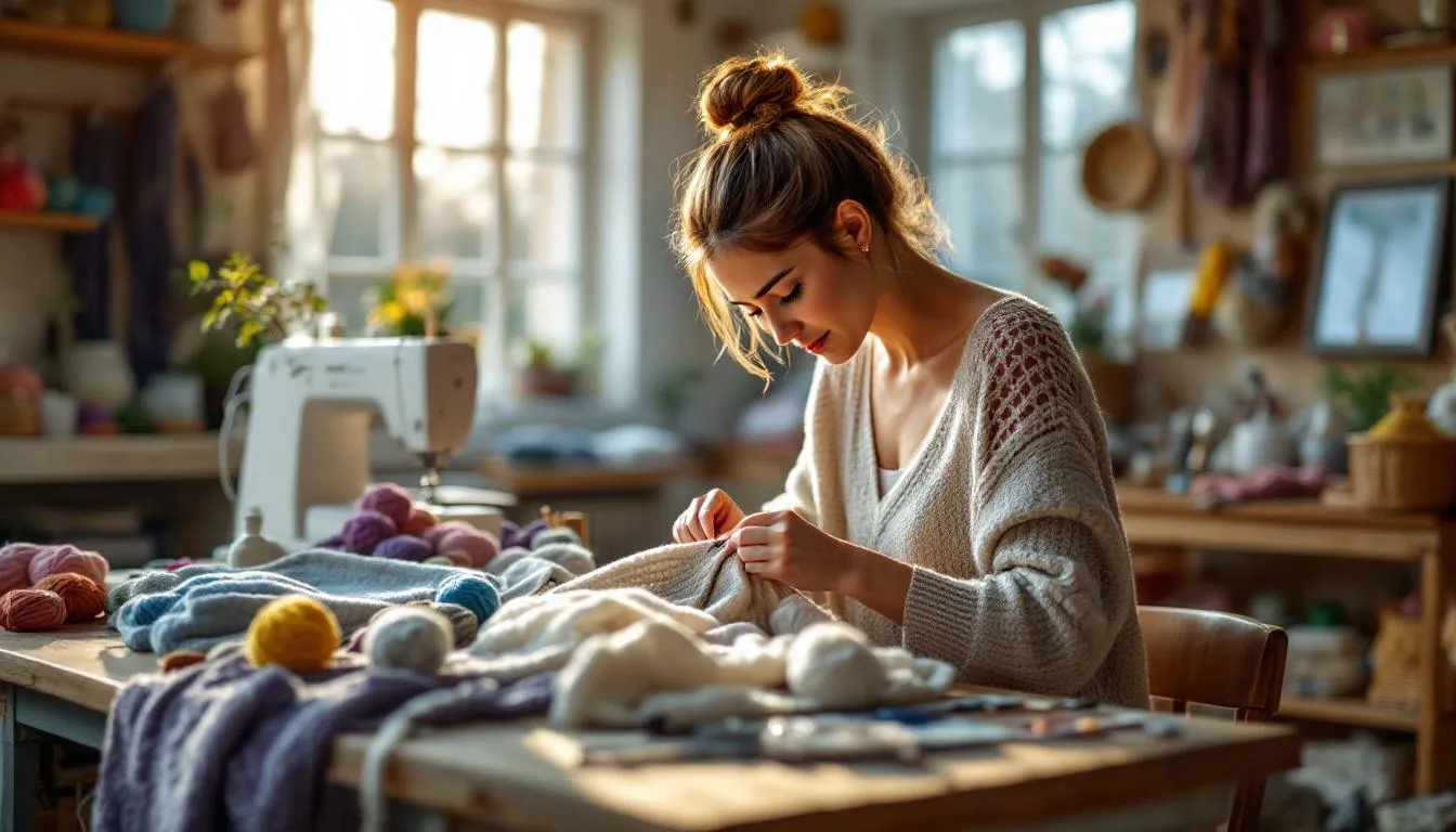 Estudio artesanal de costura con luz natural