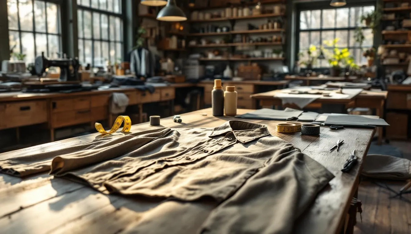 Taller de sastrería con luz natural y