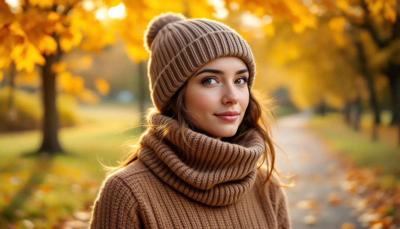 Persona con gorro y cuello de lana