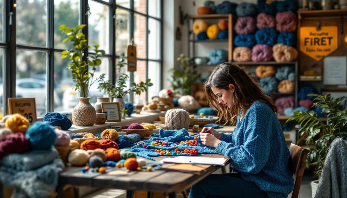 Estudio artesanal de punto con luz natural
