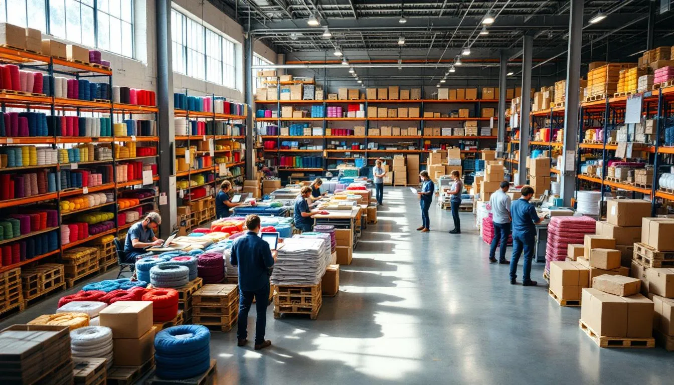 Almacén textil moderno con estantes organizados