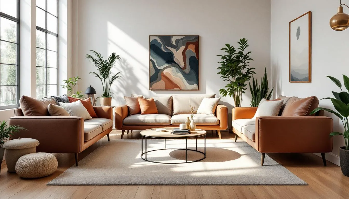Salón moderno con muebles de cuerina resistente