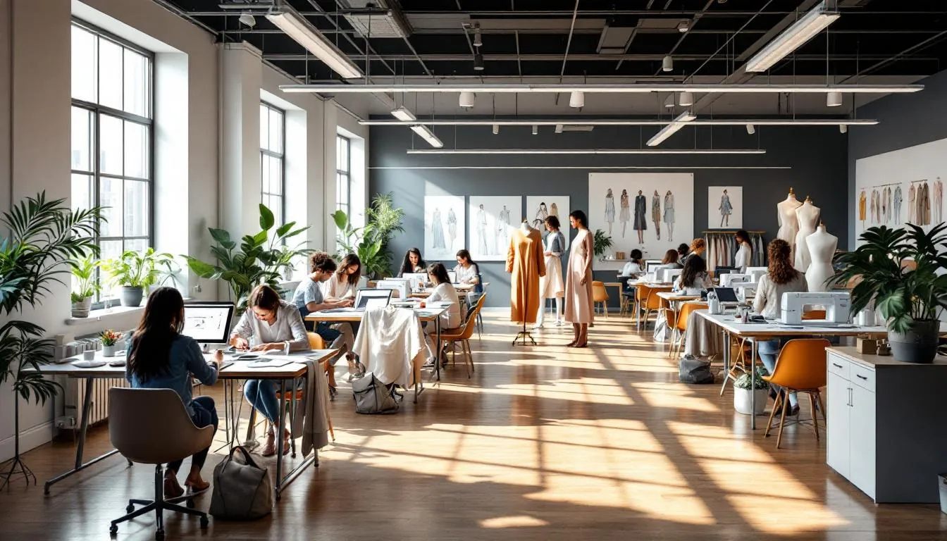 Aula moderna de diseño de moda iluminada