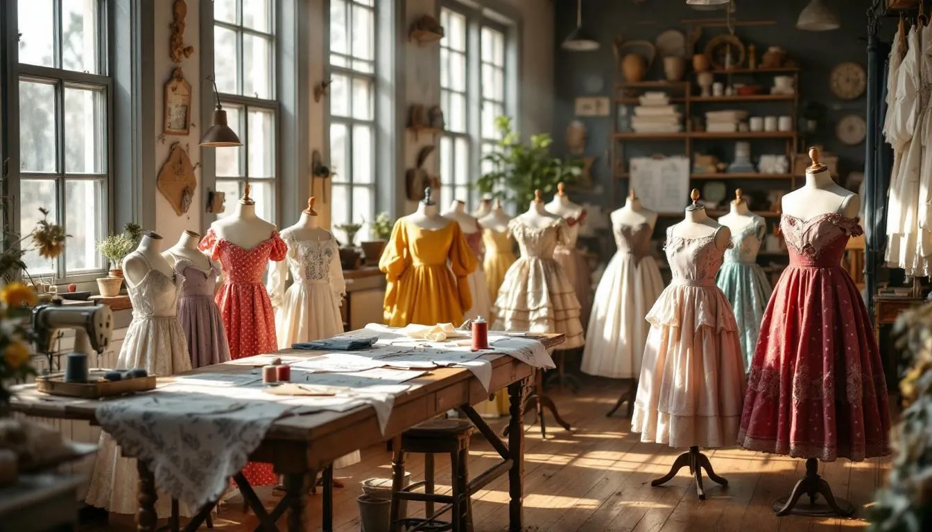 Taller vintage de disfraces iluminado naturalmente