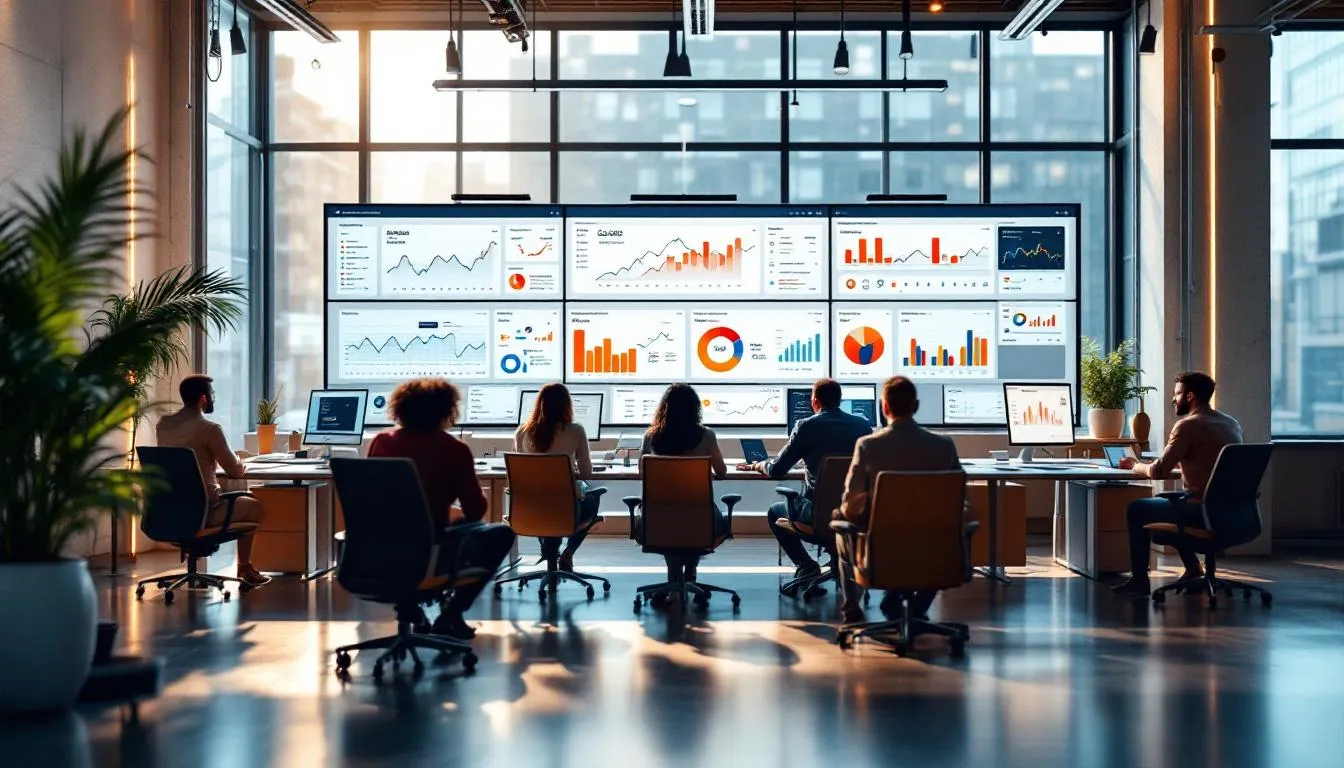 Oficina moderna de marketing digital colaborativa