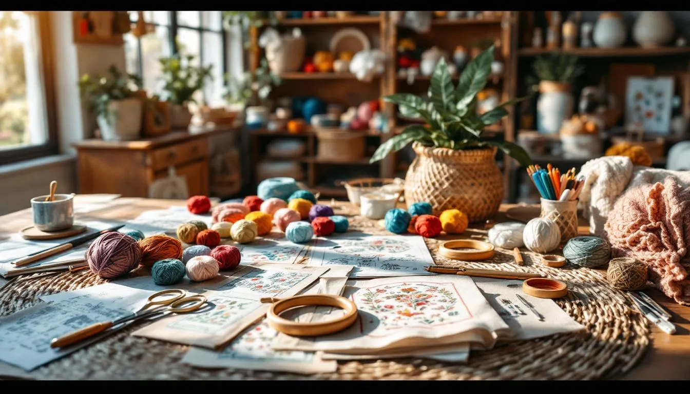 Taller de bordado acogedor y bien iluminado