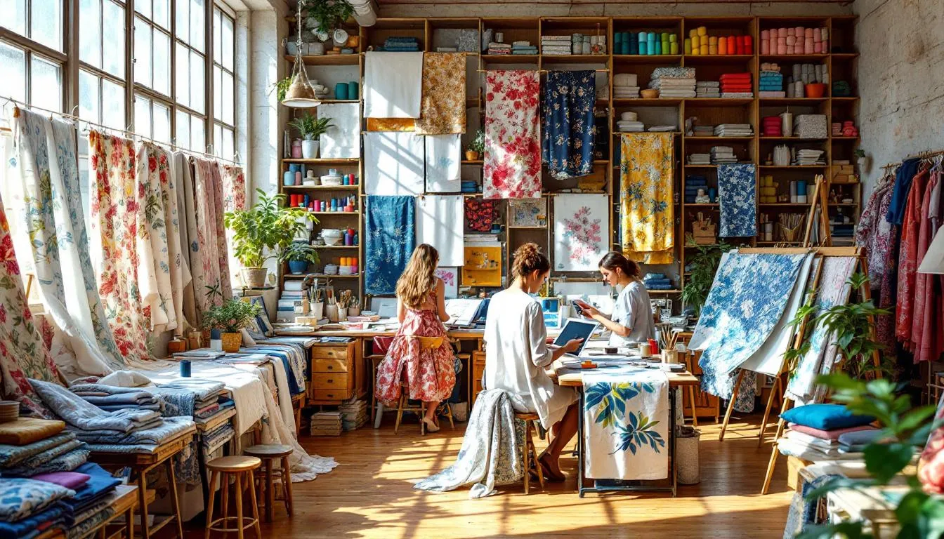 Estudio de diseño textil vibrante y creativo