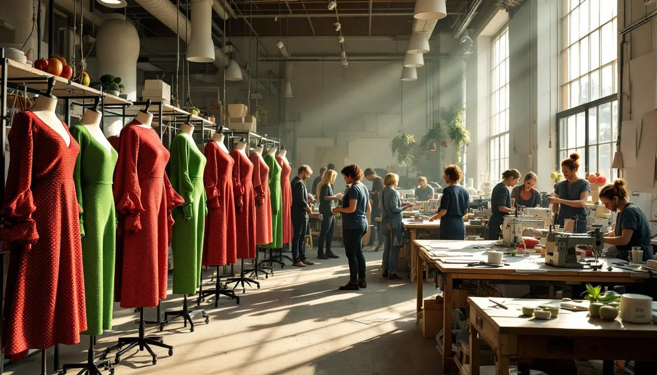 Taller de sastrería con disfraces de manzana