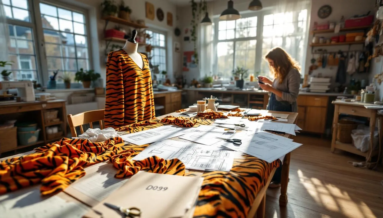 Taller de costura con disfraz de tigre