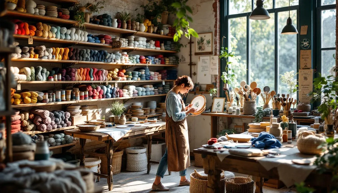 Taller artesanal luminoso con lana ecológica DMC