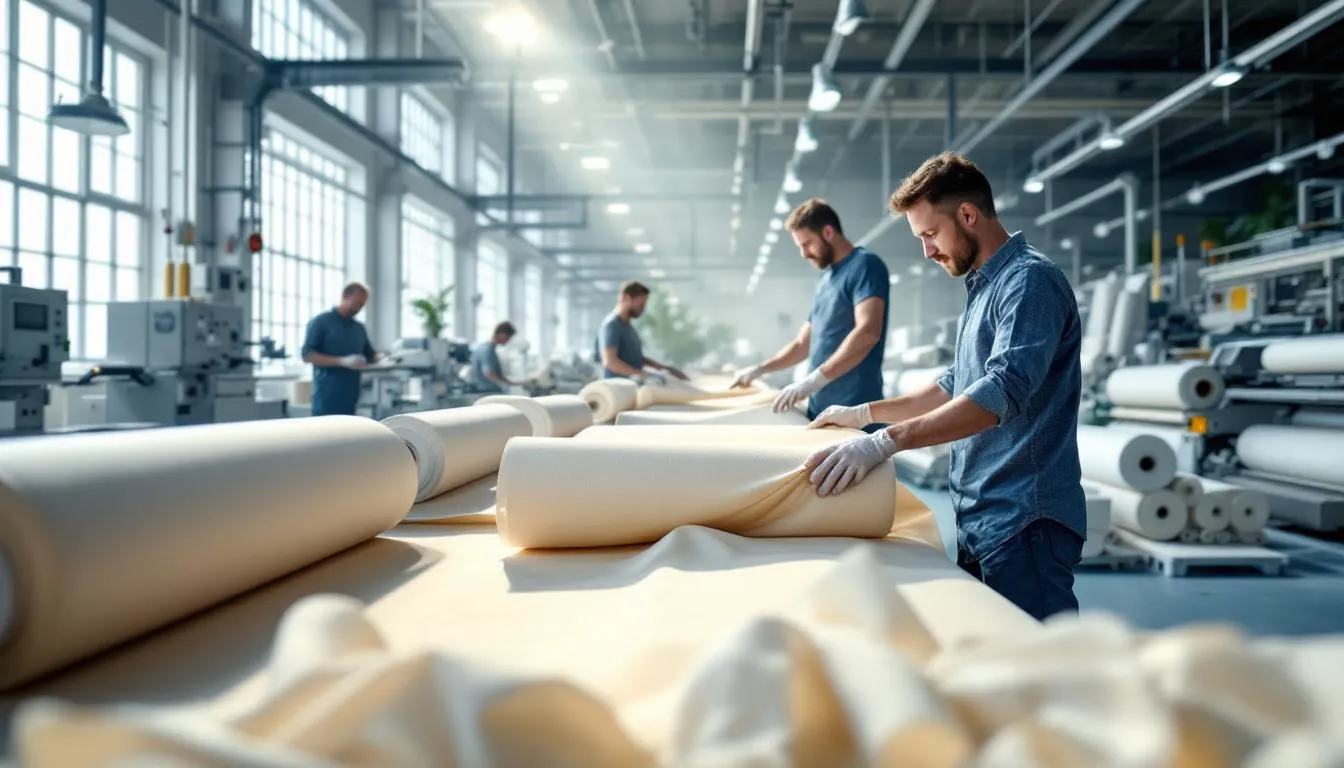 Fábrica textil moderna con tejidos resistentes