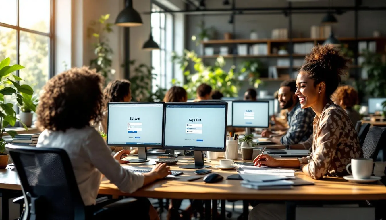 Oficina moderna con profesionales celebrando éxito