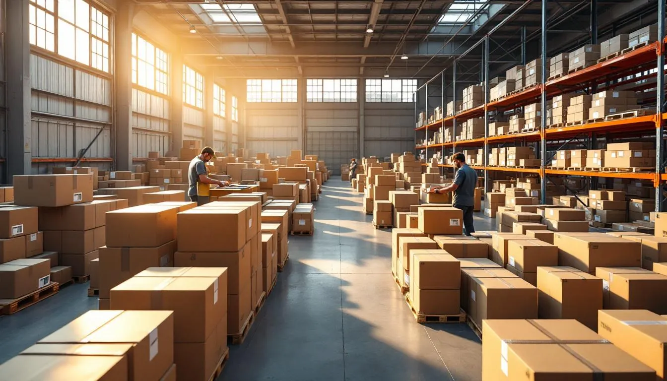 Interior moderno de almacén de comercio electrónico