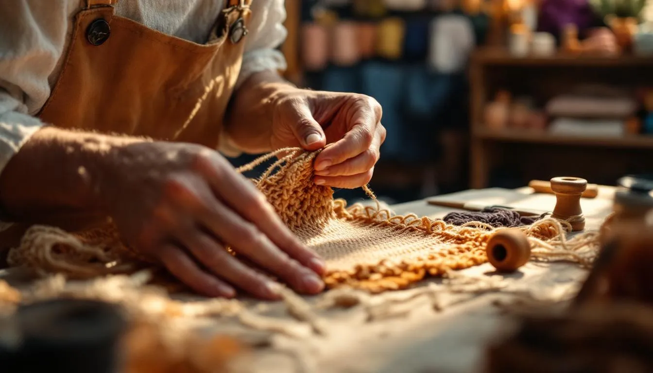 Taller artesanal con tejido entrelazado detallado