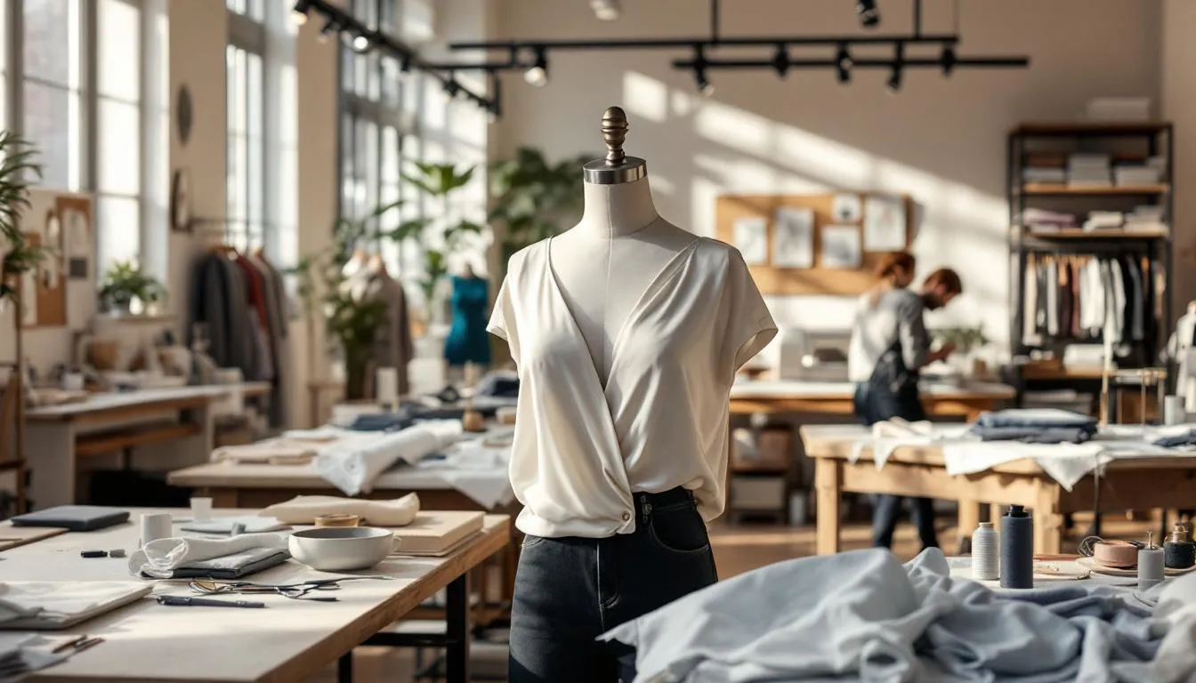 Estudio de costura moderno con luz natural