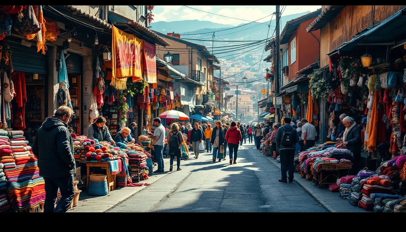 Mercado de lanas coloridas en Machalí
