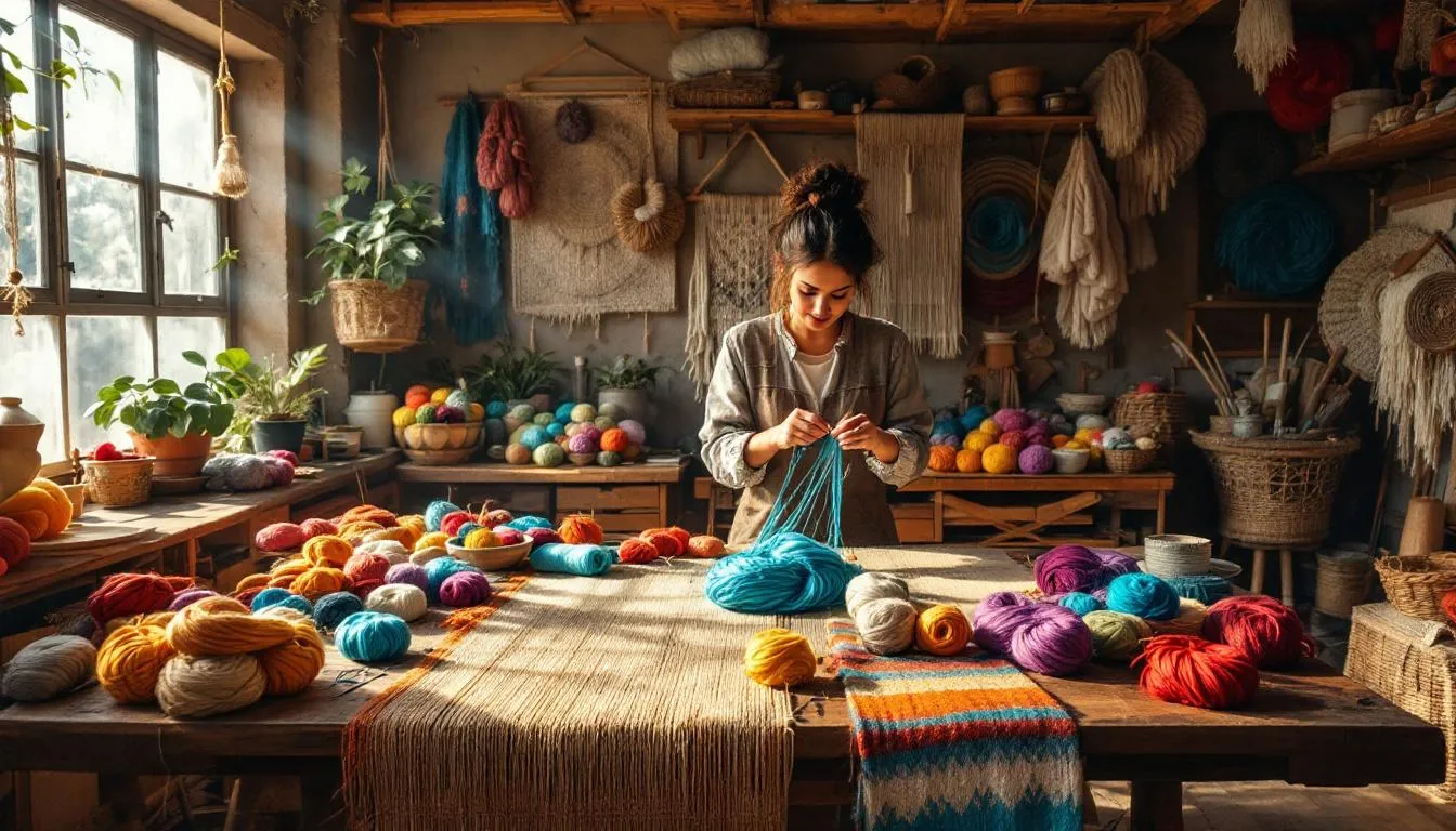 Taller artesanal chileno con tejidos tradicionales