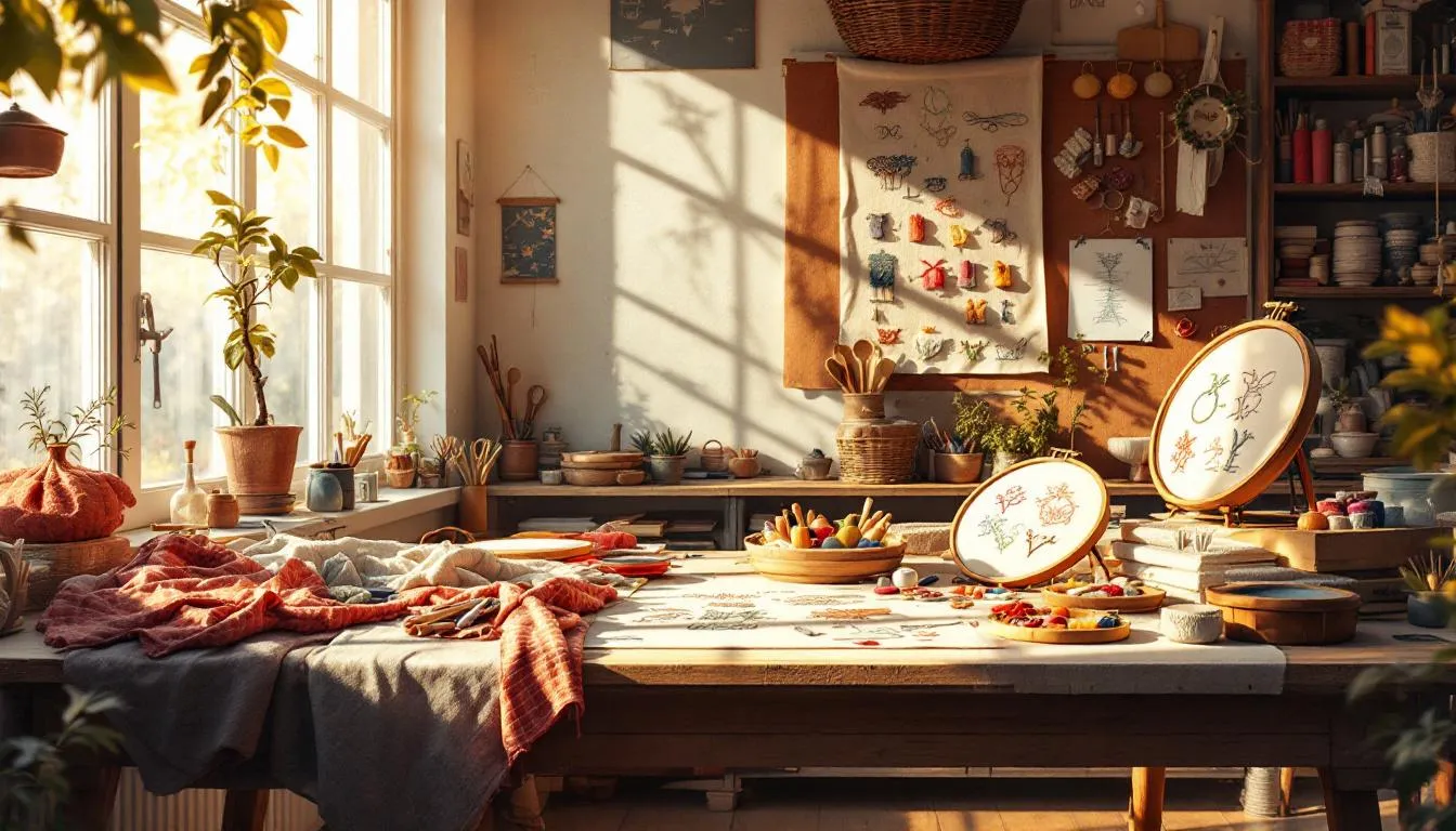 Taller de bordado acogedor y luminoso