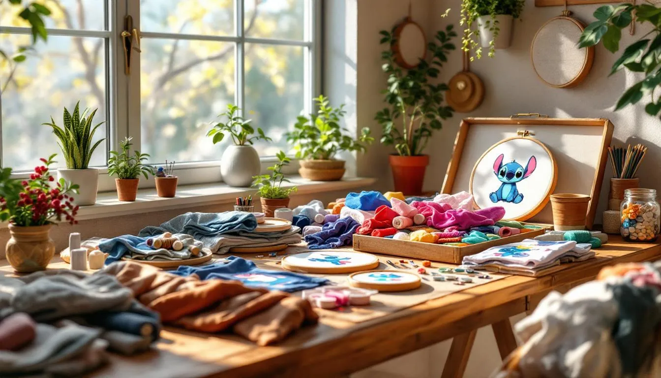 Sala de manualidades con bordados de Stitch