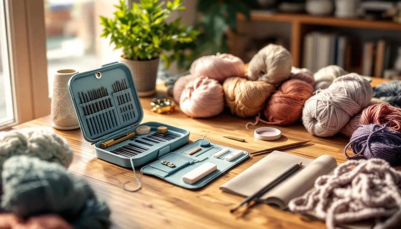 Espacio acogedor de manualidades con agujas