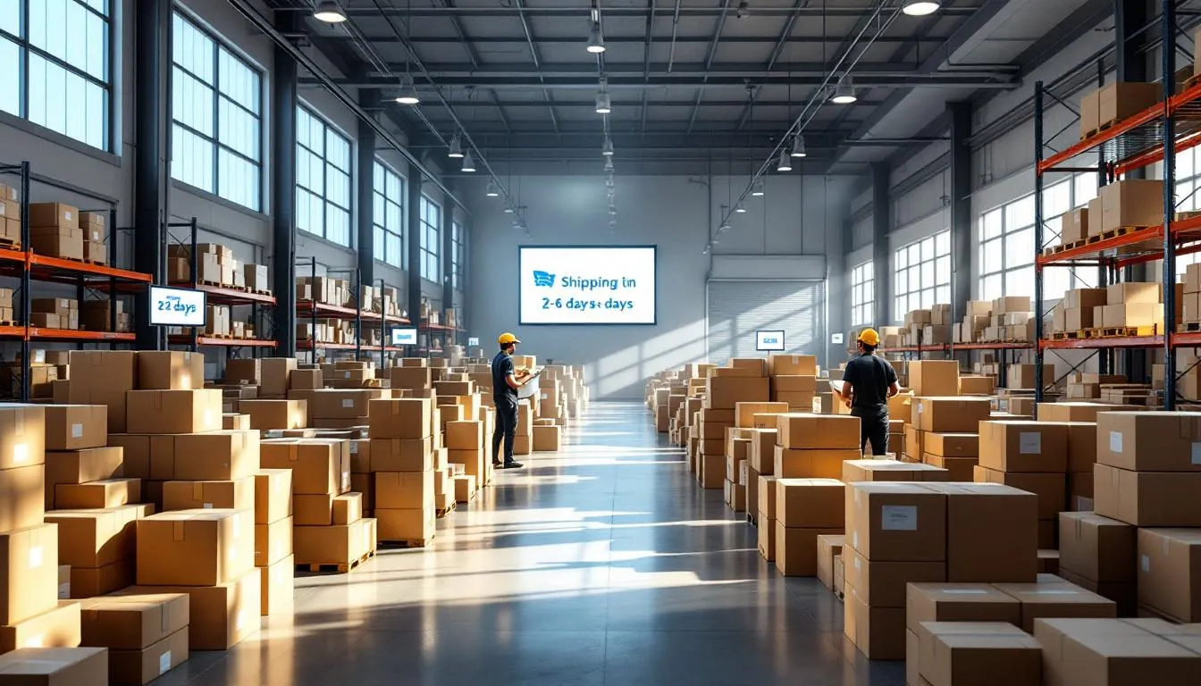 Interior moderno de almacén de comercio electrónico
