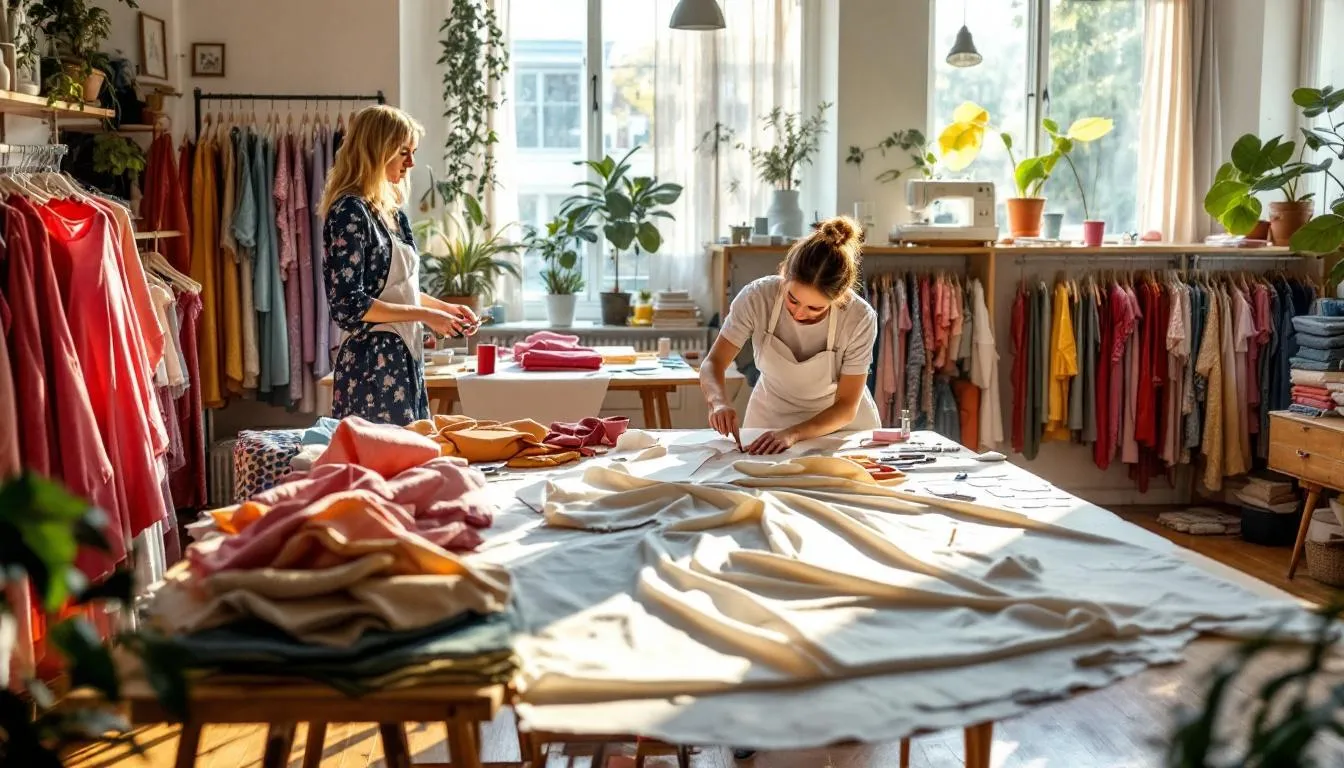 Estudio de costura moderno con luz natural