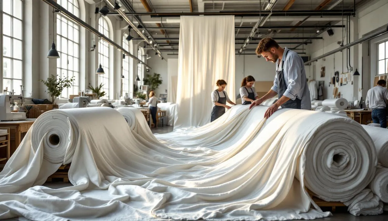 Taller textil moderno con telas de franela
