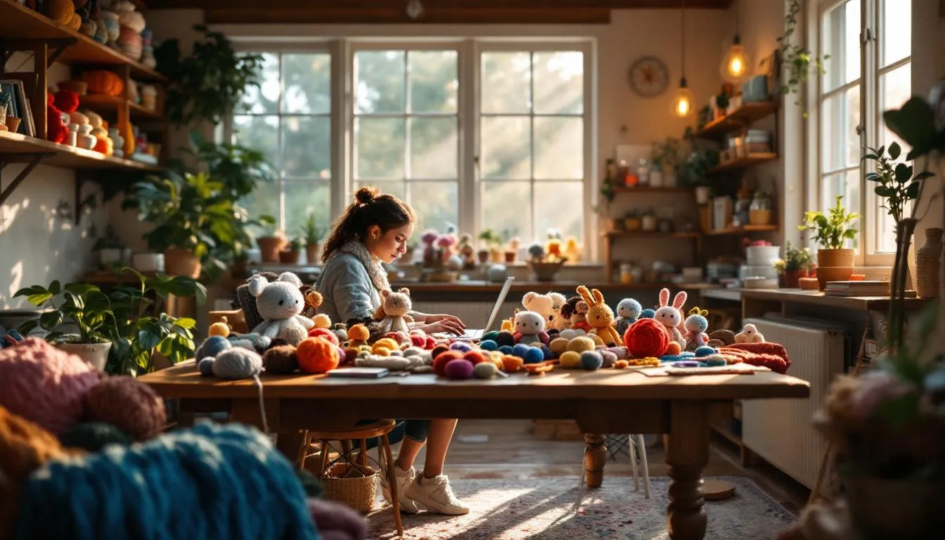Taller acogedor de amigurumi con luz natural