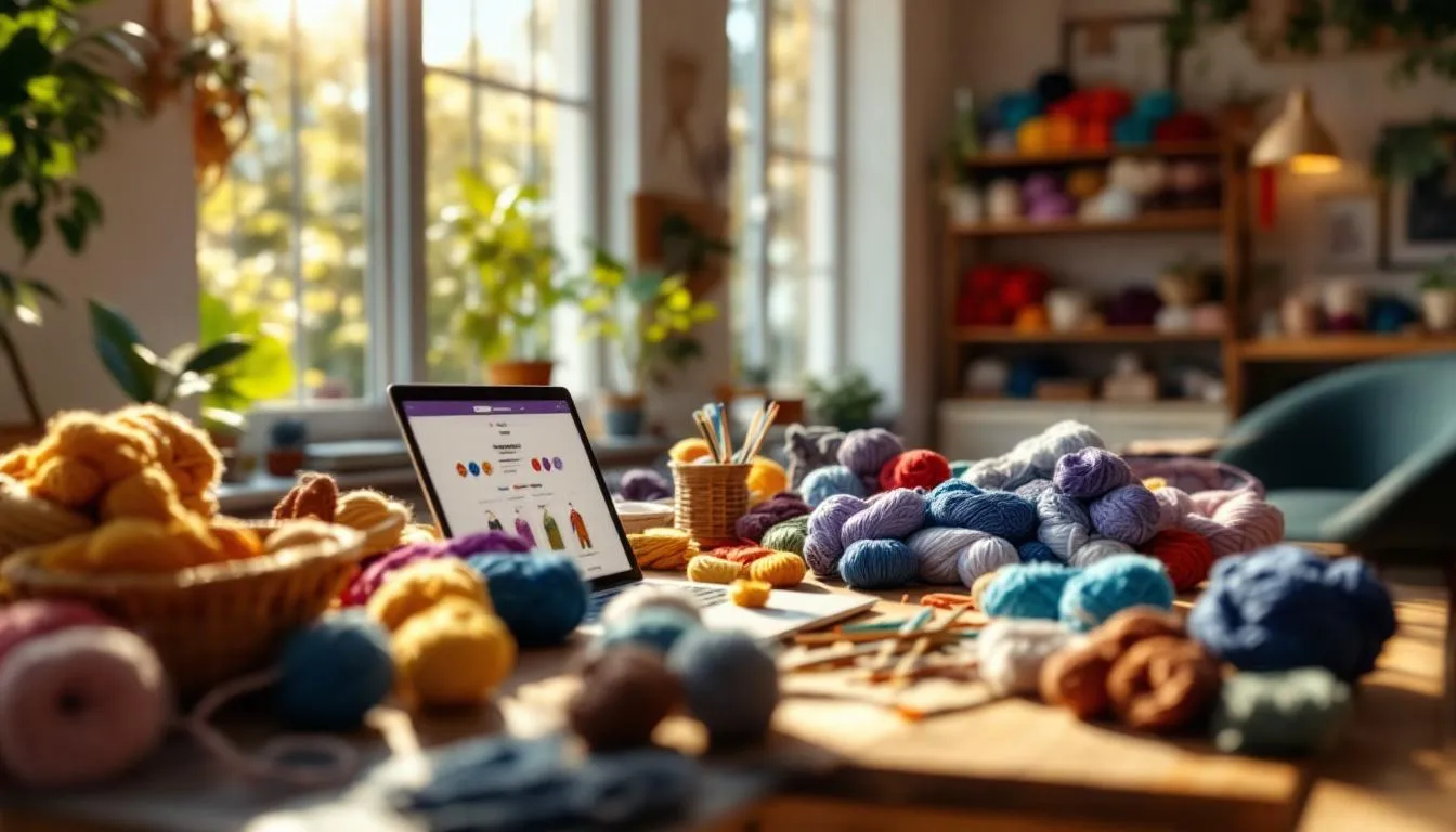 Taller luminoso de manualidades con hilo colorido