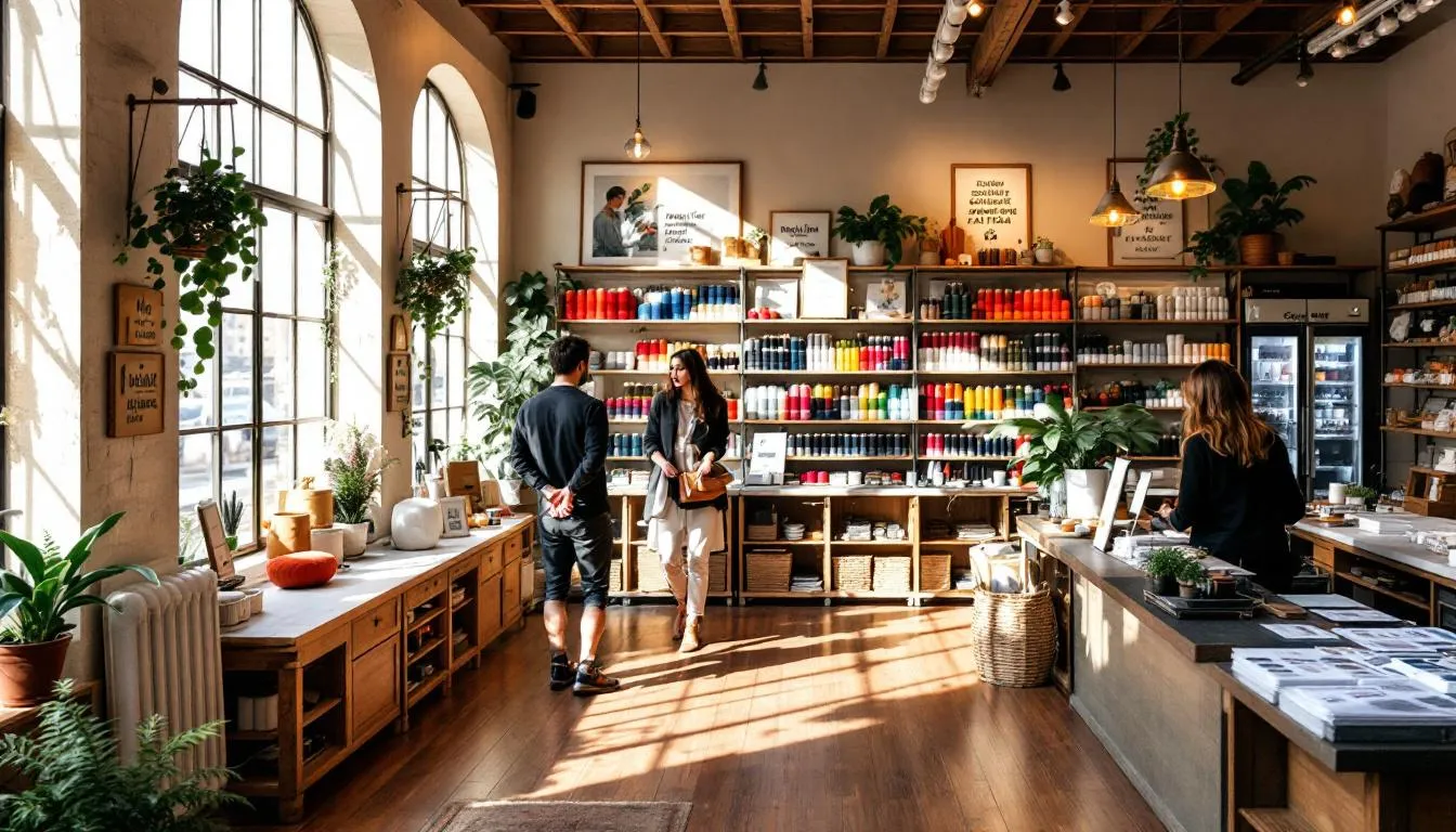 Tienda artesanal con hilos Mouline y tecnología