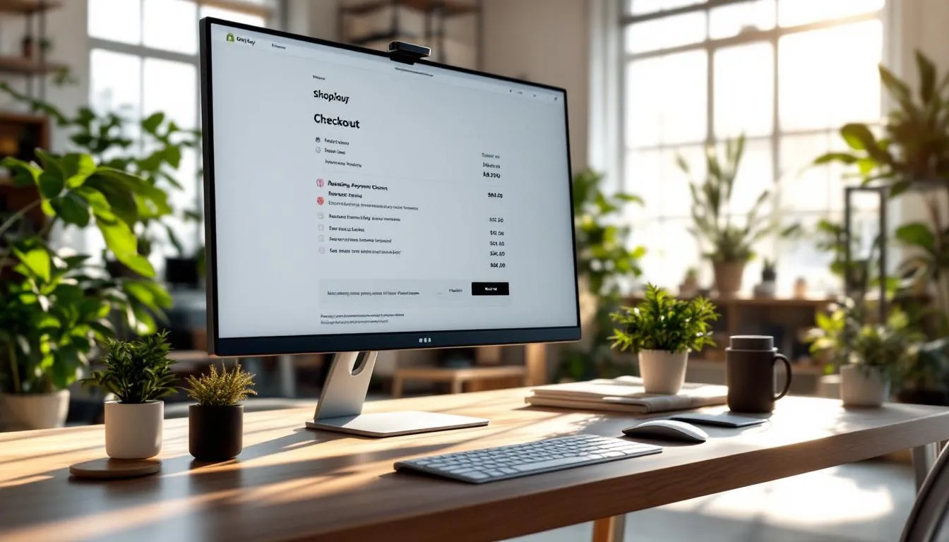 Espacio de trabajo moderno con interfaz Shopify
